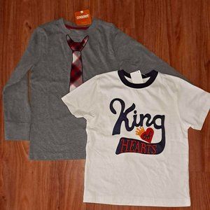 Gymboree NEW NWT 2 boys Valentine's shirts Sz 6-(1) long & (1) short sleeve